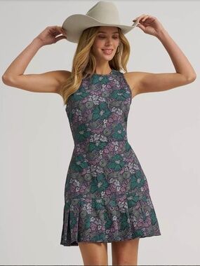 Wrangler Floral Desert Pleated Cutout Dress